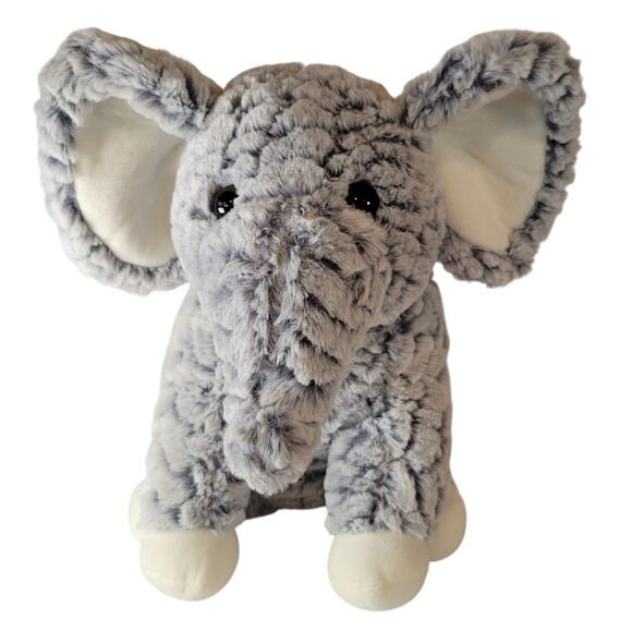 Gray Elephant Plush Stuffed Animal 12" Soft Toy White Feet Ears Tail Plushie - Picture 1 of 16